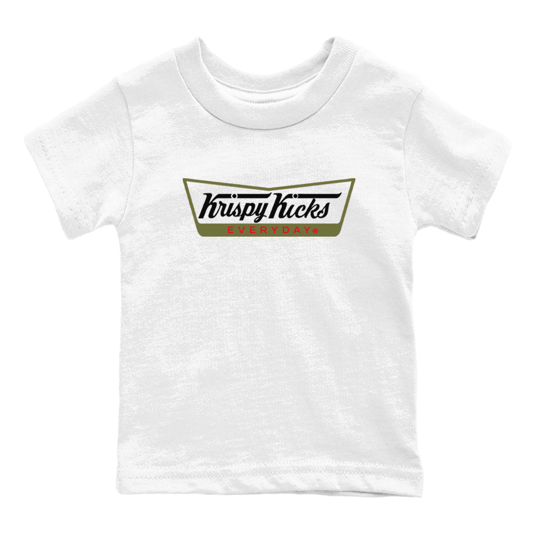 1s Travis Scott Medium Olive shirts to match jordans Krispy Kicks sneaker match tees Air Jordan 1 Travis Scott Medium Olive SNRT Sneaker Tees streetwear brand Baby and Youth White 2 cotton tee