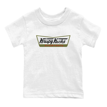 1s Travis Scott Medium Olive shirts to match jordans Krispy Kicks sneaker match tees Air Jordan 1 Travis Scott Medium Olive SNRT Sneaker Tees streetwear brand Baby and Youth White 2 cotton tee