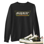 1s Travis Scott Medium Olive shirts to match jordans Krispy Kicks sneaker match tees Air Jordan 1 Travis Scott Medium Olive SNRT Sneaker Tees streetwear brand Black 1 unisex cotton tee