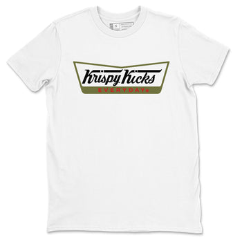 1s Travis Scott Medium Olive shirts to match jordans Krispy Kicks sneaker match tees Air Jordan 1 Travis Scott Medium Olive SNRT Sneaker Tees streetwear brand White 2 unisex cotton tee