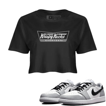 1s Wolf Grey shirts to match jordans Krispy Kicks sneaker match tees Air Jordan 1 Wolf Grey SNRT Sneaker Tees streetwear brand Black 1 crop tee
