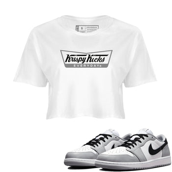1s Wolf Grey shirts to match jordans Krispy Kicks sneaker match tees Air Jordan 1 Wolf Grey SNRT Sneaker Tees streetwear brand White 1 crop tee