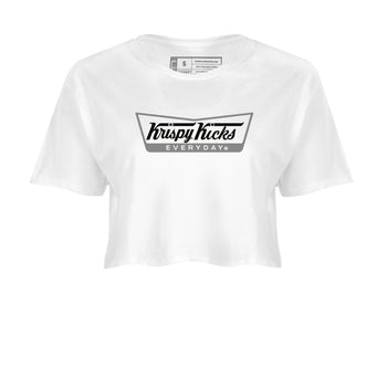 1s Wolf Grey shirts to match jordans Krispy Kicks sneaker match tees Air Jordan 1 Wolf Grey SNRT Sneaker Tees streetwear brand White 2 crop tee