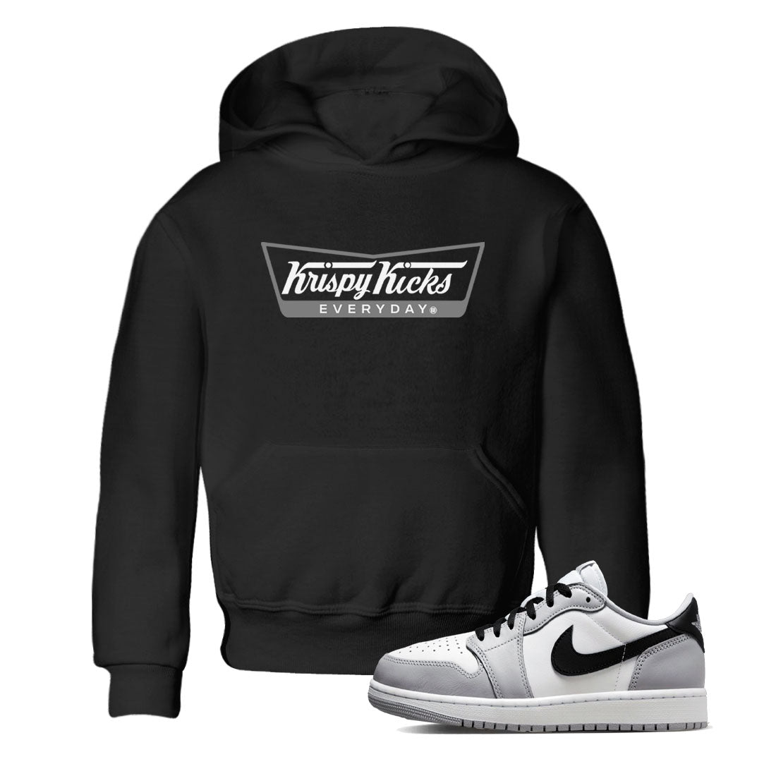 1s Wolf Grey shirts to match jordans Krispy Kicks sneaker match tees Air Jordan 1 Wolf Grey SNRT Sneaker Tees streetwear brand Baby and Youth Black 1 cotton tee