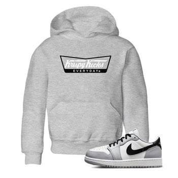 1s Wolf Grey shirts to match jordans Krispy Kicks sneaker match tees Air Jordan 1 Wolf Grey SNRT Sneaker Tees streetwear brand Baby and Youth Heather Grey 1 cotton tee