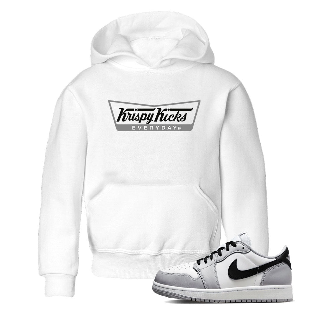1s Wolf Grey shirts to match jordans Krispy Kicks sneaker match tees Air Jordan 1 Wolf Grey SNRT Sneaker Tees streetwear brand Baby and Youth White 1 cotton tee