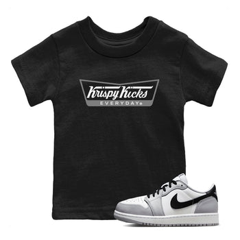 1s Wolf Grey shirts to match jordans Krispy Kicks sneaker match tees Air Jordan 1 Wolf Grey SNRT Sneaker Tees streetwear brand Baby and Youth Black 1 cotton tee