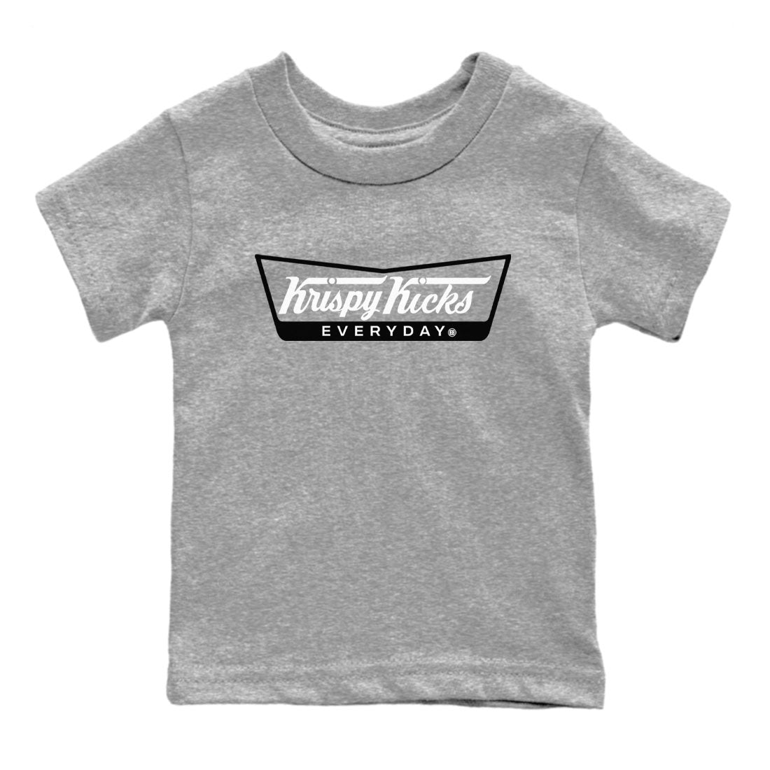 1s Wolf Grey shirts to match jordans Krispy Kicks sneaker match tees Air Jordan 1 Wolf Grey SNRT Sneaker Tees streetwear brand Baby and Youth Heather Grey 2 cotton tee