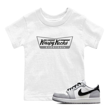 1s Wolf Grey shirts to match jordans Krispy Kicks sneaker match tees Air Jordan 1 Wolf Grey SNRT Sneaker Tees streetwear brand Baby and Youth White 1 cotton tee