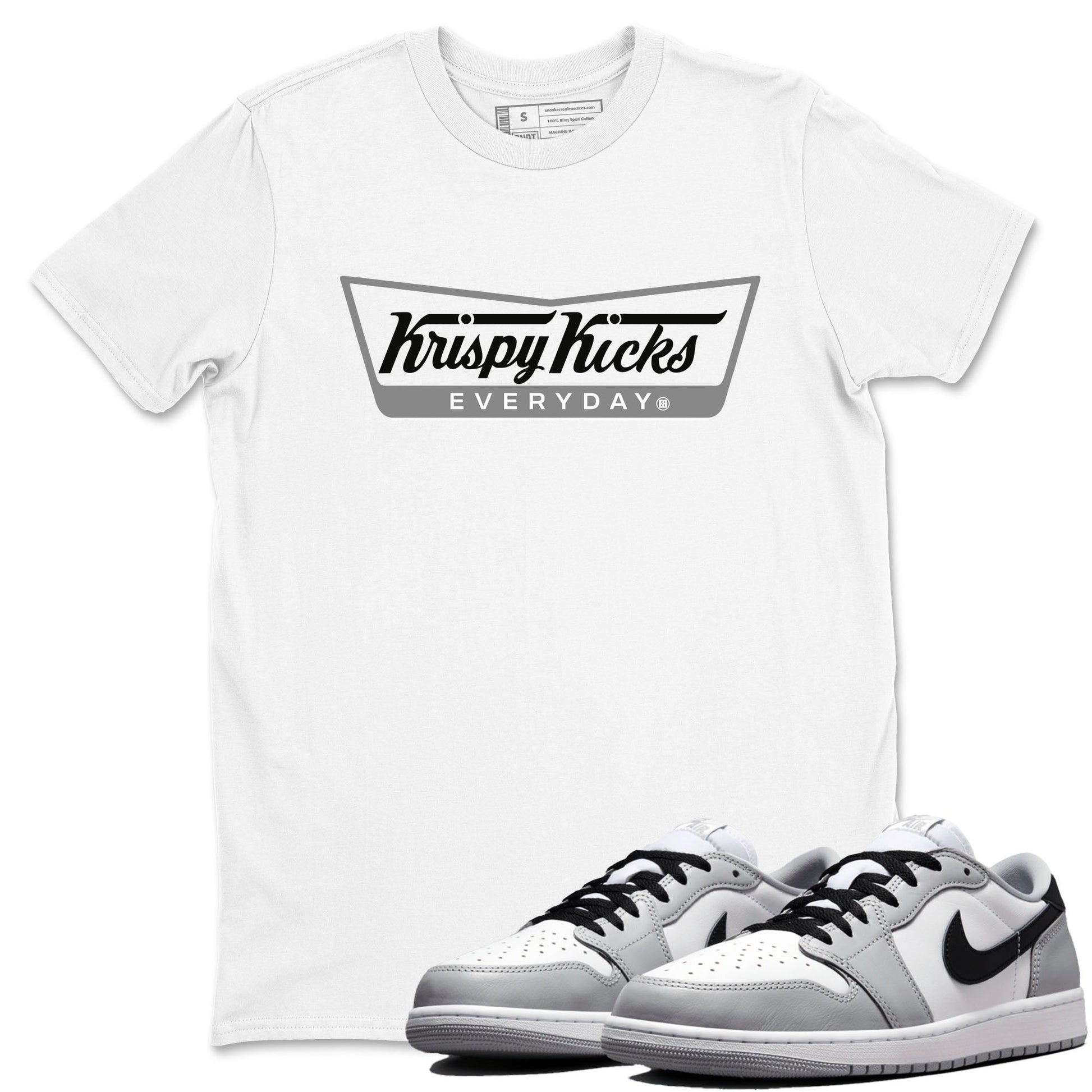 1s Wolf Grey shirts to match jordans Krispy Kicks sneaker match tees Air Jordan 1 Wolf Grey SNRT Sneaker Tees streetwear brand White 1 unisex cotton tee