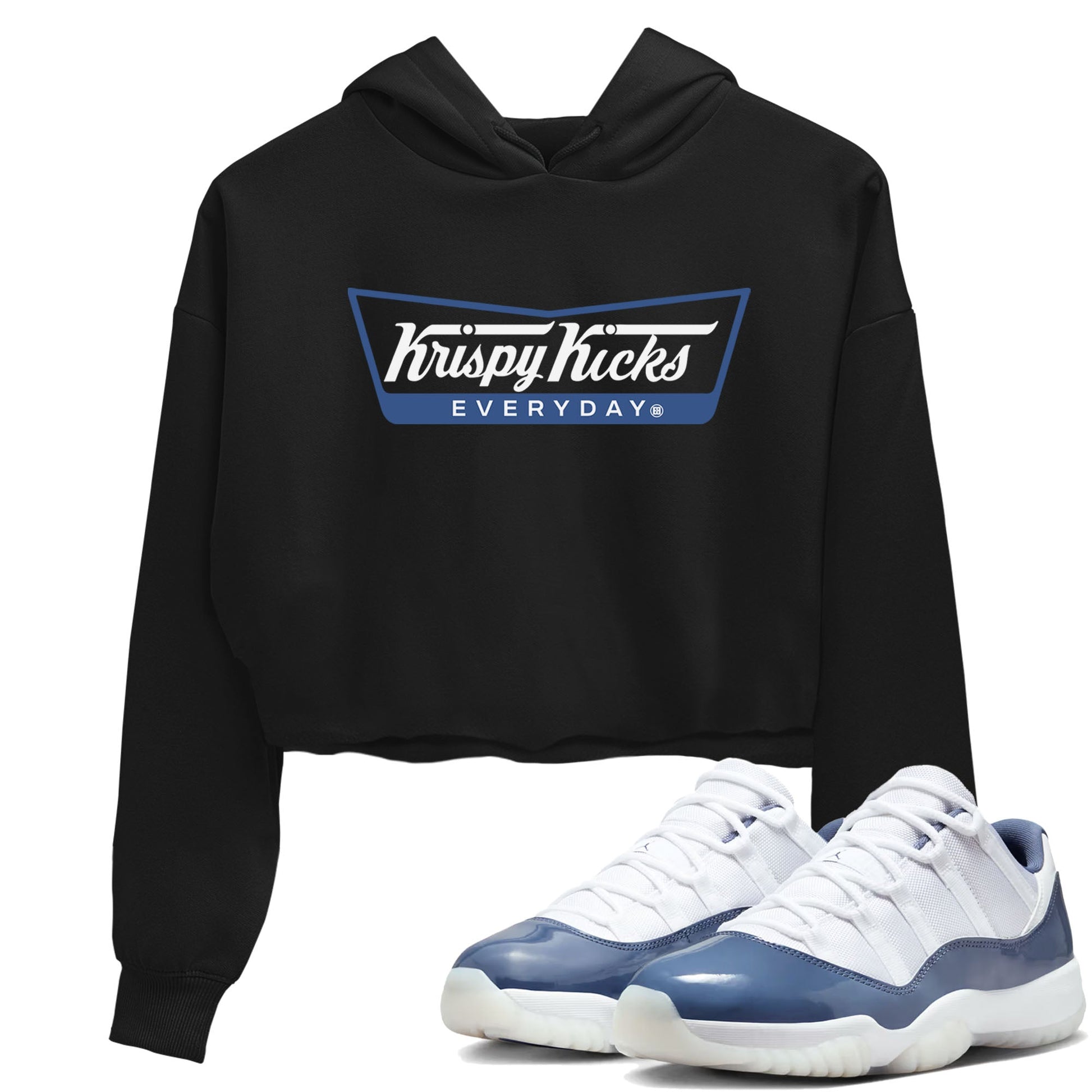AJ11 Diffused Blue shirts to match jordans Krispy Kicks sneaker match tees Air Jordan 11 Diffused Blue SNRT Sneaker Tees streetwear brand Black 1 crop tee