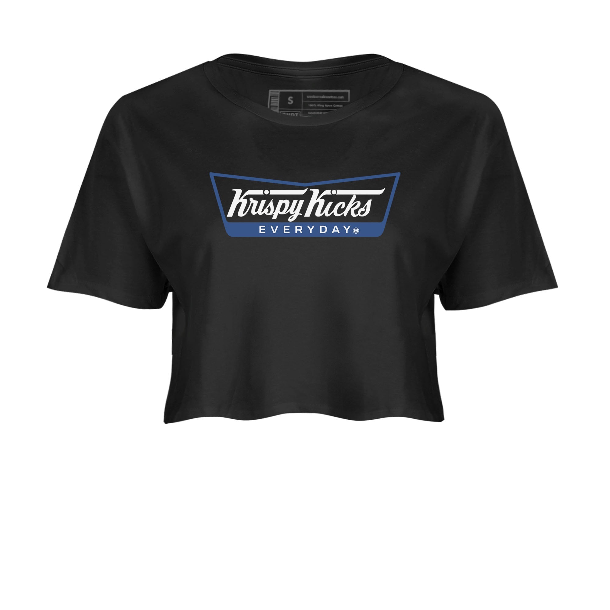AJ11 Diffused Blue shirts to match jordans Krispy Kicks sneaker match tees Air Jordan 11 Diffused Blue SNRT Sneaker Tees streetwear brand Black 2 crop tee