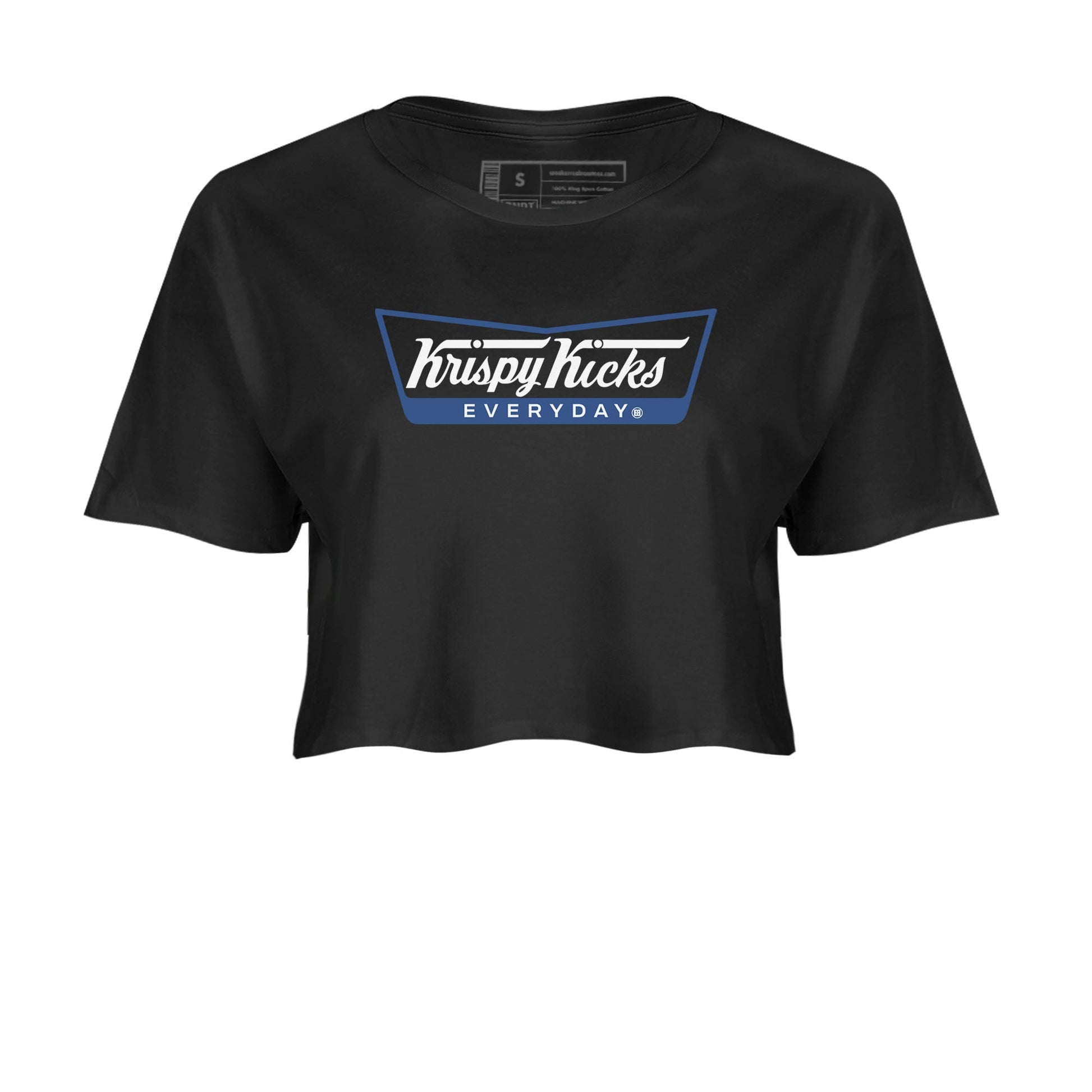AJ11 Diffused Blue shirts to match jordans Krispy Kicks sneaker match tees Air Jordan 11 Diffused Blue SNRT Sneaker Tees streetwear brand Black 2 crop tee