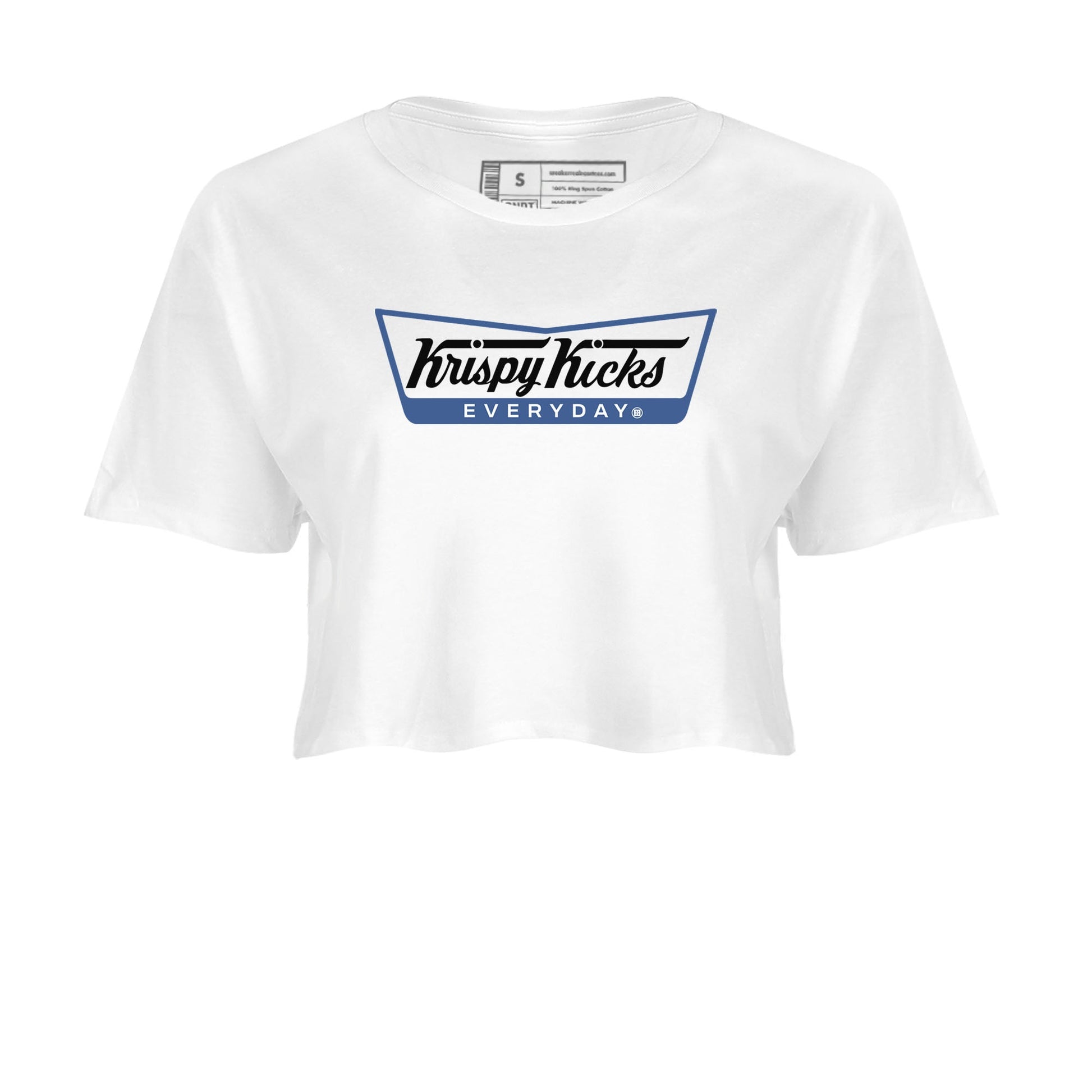 AJ11 Diffused Blue shirts to match jordans Krispy Kicks sneaker match tees Air Jordan 11 Diffused Blue SNRT Sneaker Tees streetwear brand White 2 crop tee