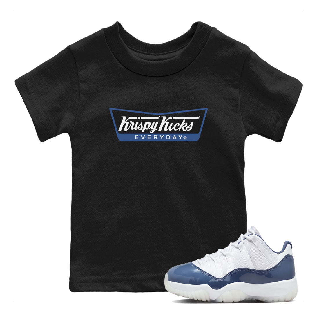 AJ11 Diffused Blue shirts to match jordans Krispy Kicks sneaker match tees Air Jordan 11 Diffused Blue SNRT Sneaker Tees streetwear brand Baby and Youth Black 1 cotton tee