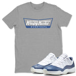 AJ11 Diffused Blue shirts to match jordans Krispy Kicks sneaker match tees Air Jordan 11 Diffused Blue SNRT Sneaker Tees streetwear brand Heather Grey 1 unisex cotton tee