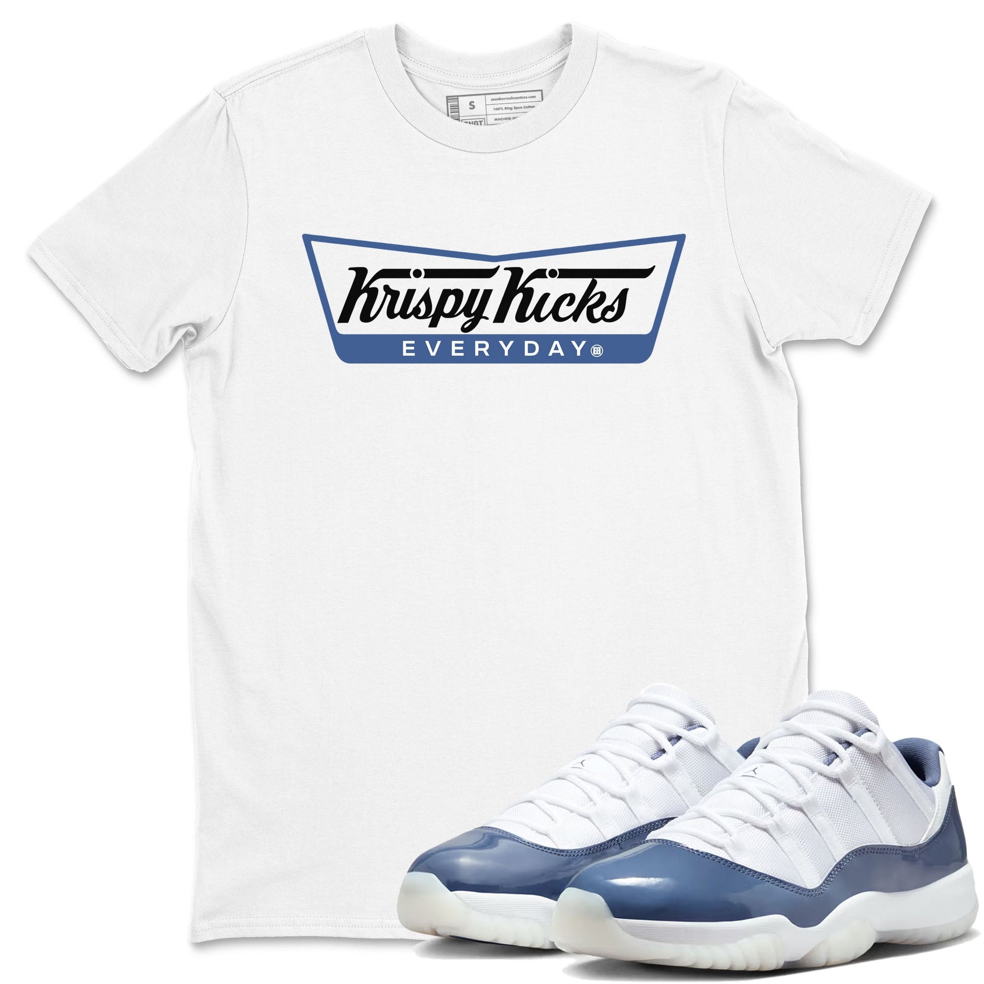 AJ11 Diffused Blue shirts to match jordans Krispy Kicks sneaker match tees Air Jordan 11 Diffused Blue SNRT Sneaker Tees streetwear brand White 1 unisex cotton tee