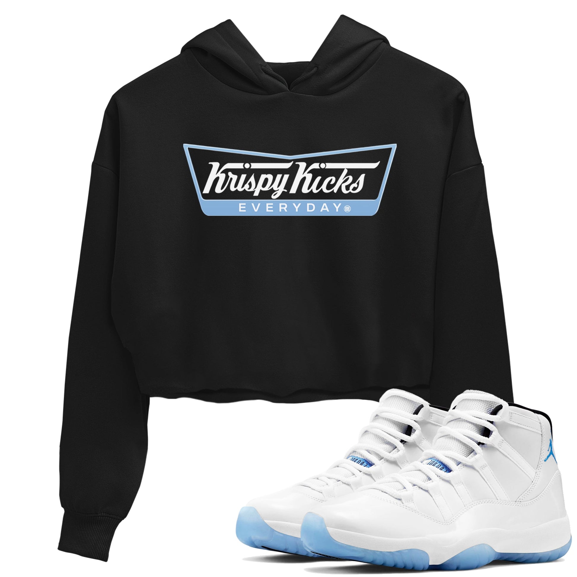 11s Legend Blue shirts to match jordans Krispy Kicks sneaker match tees Air Jordan 11 Legend Blue SNRT Sneaker Release Tees unisex cotton Black 1 Crop Shirts