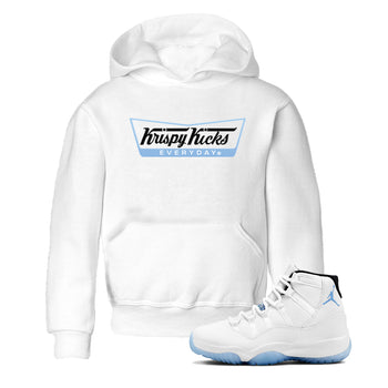 11s Legend Blue shirts to match jordans Krispy Kicks sneaker match tees Air Jordan 11 Legend Blue SNRT Sneaker Release Tees Youth Baby White 1 crew neck shirts
