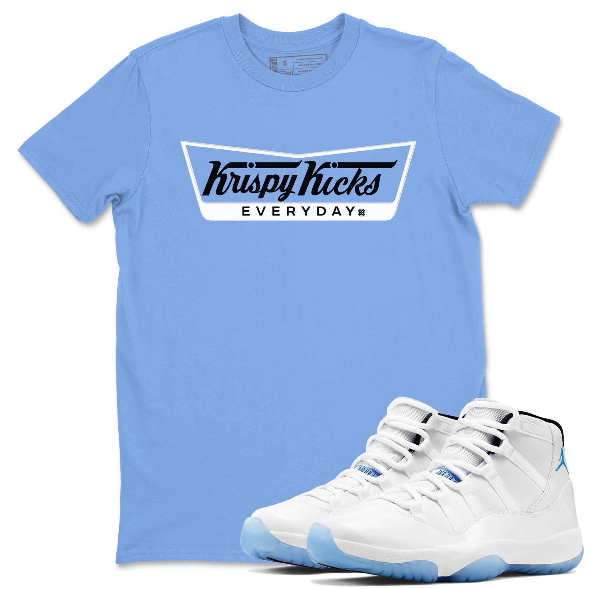 11s Legend Blue shirts to match jordans Krispy Kicks sneaker match tees Air Jordan 11 Legend Blue SNRT Sneaker Release Tees unisex cotton Carolina Blue 1 crew neck shirts