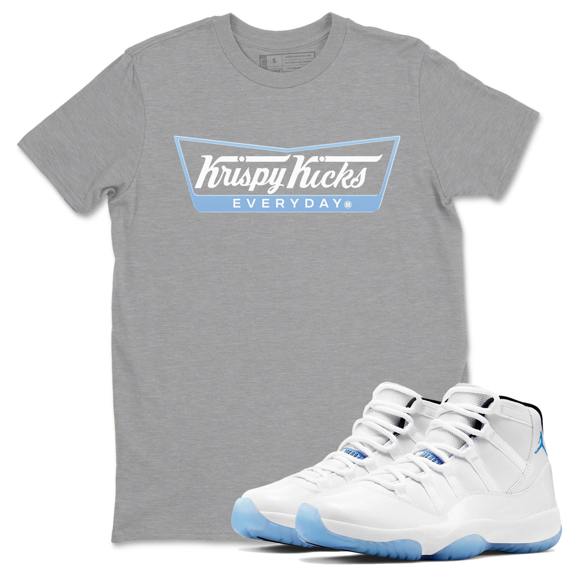 11s Legend Blue shirts to match jordans Krispy Kicks sneaker match tees Air Jordan 11 Legend Blue SNRT Sneaker Release Tees unisex cotton Heather Grey 1 crew neck shirts