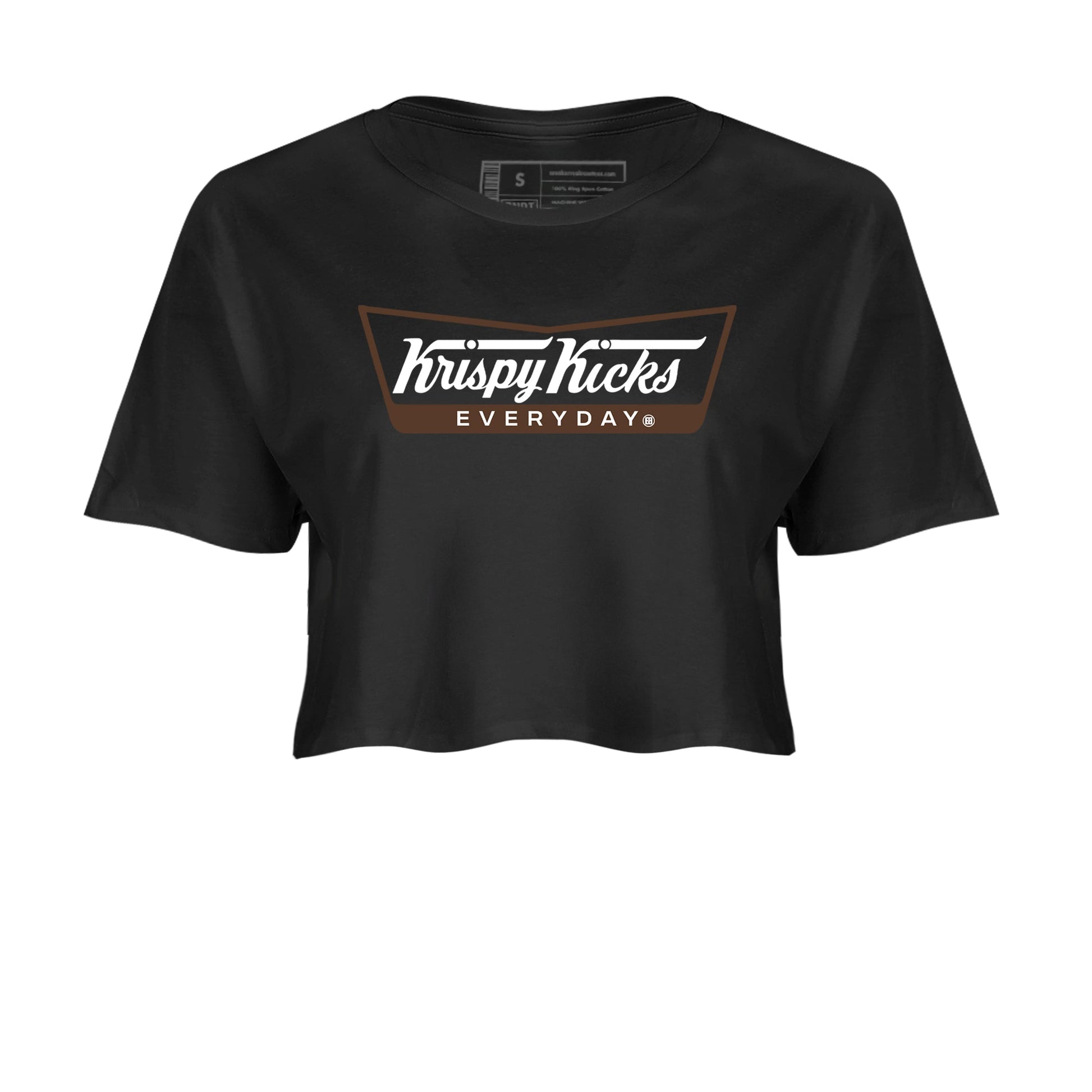 12s Baroque Brown shirts to match jordans Krispy Kicks sneaker match tees Air Jordan 12 Baroque Brown match shoes to clothes SNRT Sneaker Tees unisex cotton Black 2 crop tee