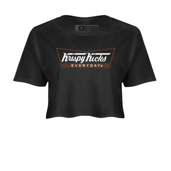12s Baroque Brown shirts to match jordans Krispy Kicks sneaker match tees Air Jordan 12 Baroque Brown match shoes to clothes SNRT Sneaker Tees unisex cotton Black 2 crop tee