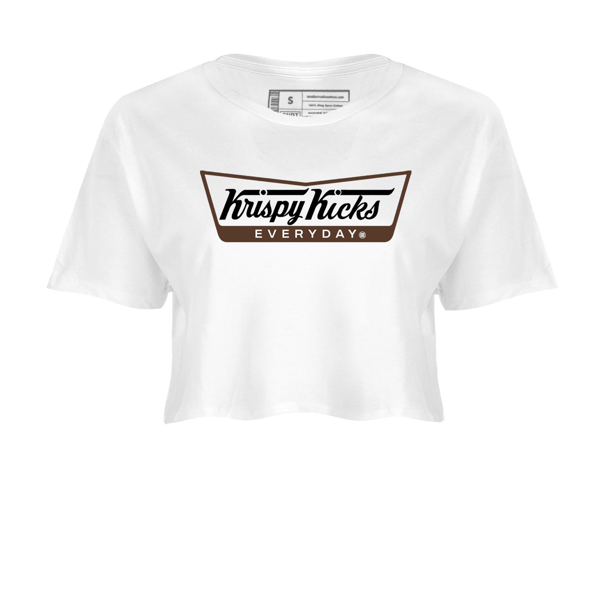 12s Baroque Brown shirts to match jordans Krispy Kicks sneaker match tees Air Jordan 12 Baroque Brown match shoes to clothes SNRT Sneaker Tees unisex cotton White 2 crop tee