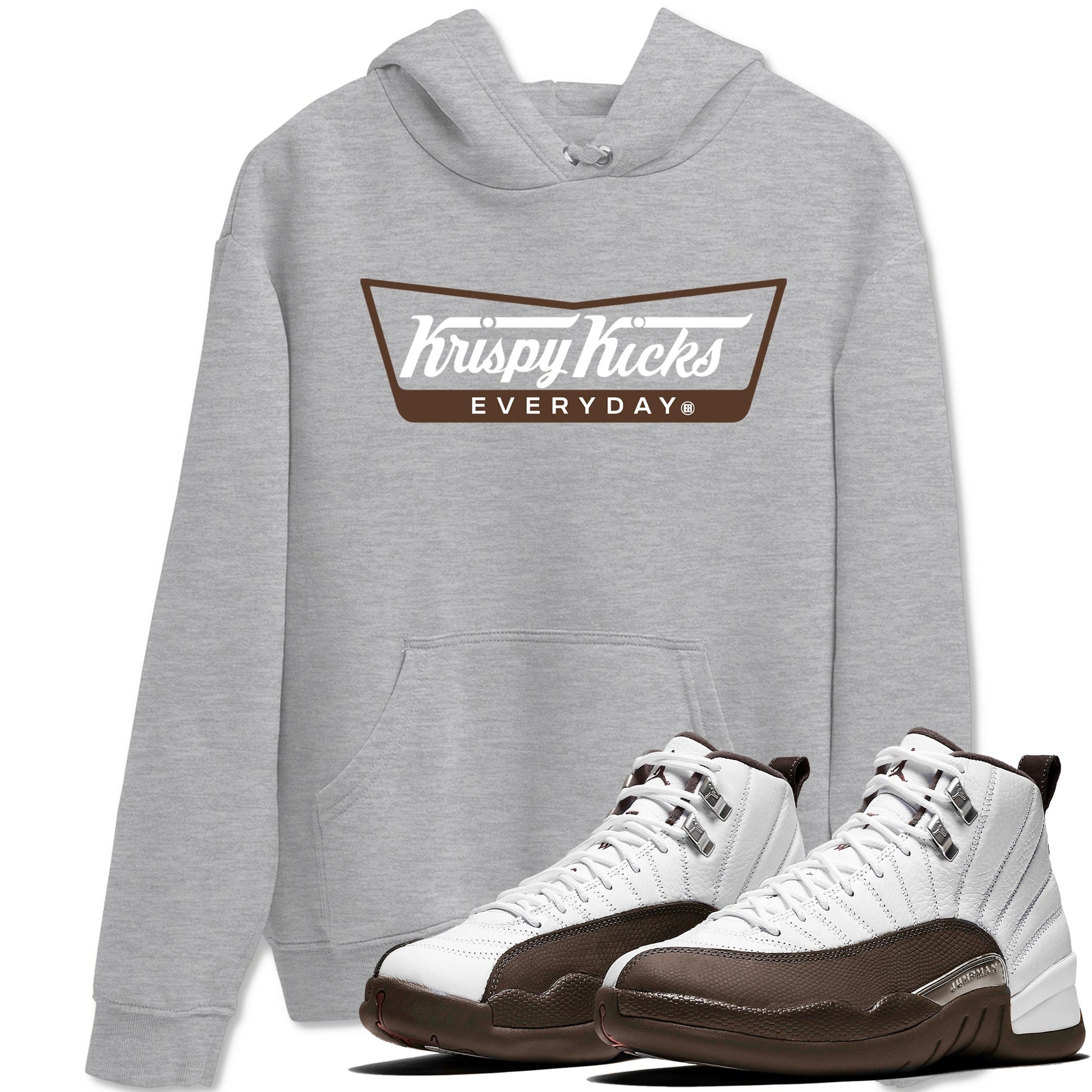 12s Baroque Brown shirts to match jordans Krispy Kicks sneaker match tees Air Jordan 12 Baroque Brown match shoes to clothes SNRT Sneaker Tees unisex cotton Heather Grey 1 shirts