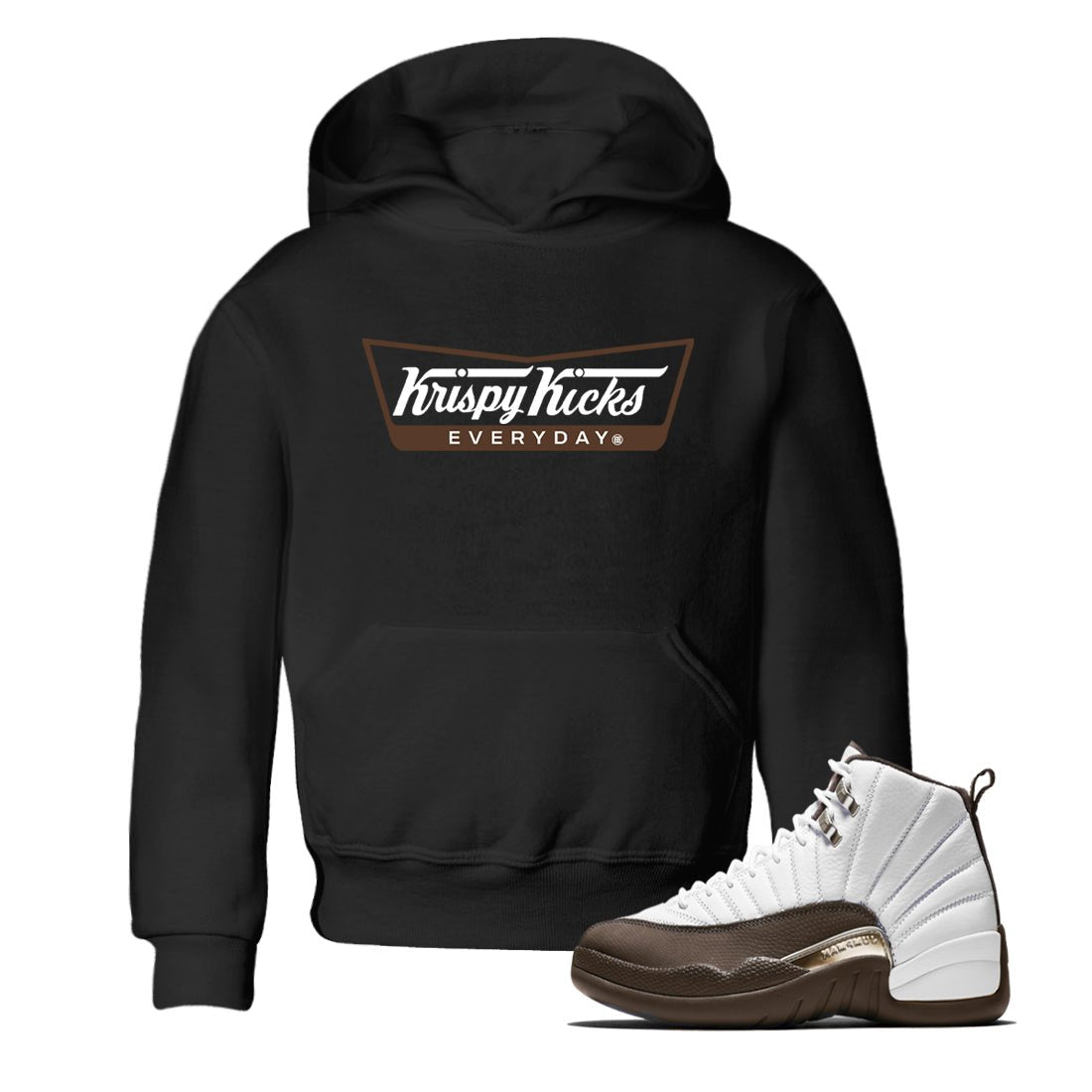 12s Baroque Brown shirts to match jordans Krispy Kicks sneaker match tees Air Jordan 12 Baroque Brown match shoes to clothes SNRT Sneaker Tees Youth Baby Black 1 tee