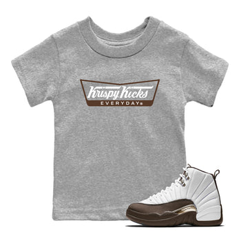 12s Baroque Brown shirts to match jordans Krispy Kicks sneaker match tees Air Jordan 12 Baroque Brown match shoes to clothes SNRT Sneaker Tees Youth Baby Heather Grey 1 tee