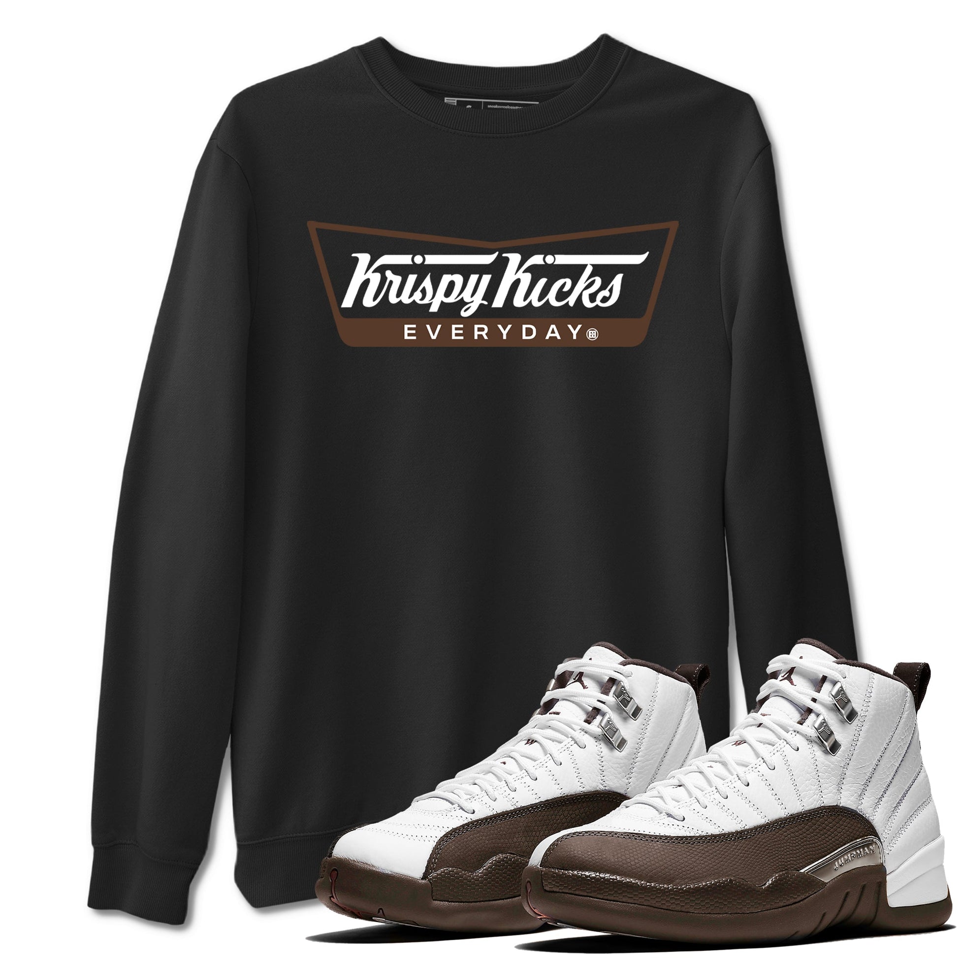 12s Baroque Brown shirts to match jordans Krispy Kicks sneaker match tees Air Jordan 12 Baroque Brown match shoes to clothes SNRT Sneaker Tees unisex cotton Black 1 shirts