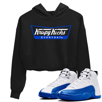 12s Blueberry shirts to match jordans Krispy Kicks best t shirts to wear with jordans AJ12 White and Game Royal match shoes to clothes SNRT Sneaker Tees unisex cotton Black 1 crop tee
