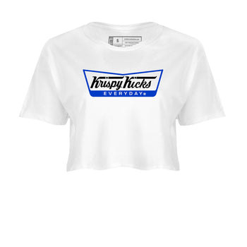 12s Blueberry shirts to match jordans Krispy Kicks best t shirts to wear with jordans AJ12 White and Game Royal match shoes to clothes SNRT Sneaker Tees unisex cotton White 2 crop tee