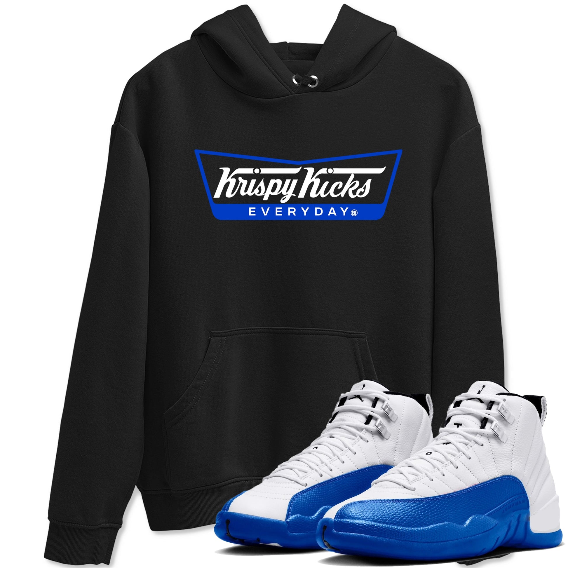 12s Blueberry shirts to match jordans Krispy Kicks best t shirts to wear with jordans AJ12 White and Game Royal match shoes to clothes SNRT Sneaker Tees unisex cotton Black 1 shirts