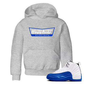 12s Blueberry shirts to match jordans Krispy Kicks best t shirts to wear with jordans AJ12 White and Game Royal match shoes to clothes SNRT Sneaker Tees Youth Baby Heather Grey 1 tee