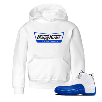 12s Blueberry shirts to match jordans Krispy Kicks best t shirts to wear with jordans AJ12 White and Game Royal match shoes to clothes SNRT Sneaker Tees Youth Baby White 1 tee