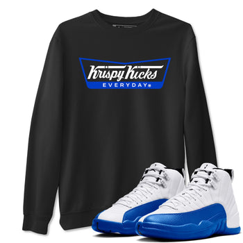 12s Blueberry shirts to match jordans Krispy Kicks best t shirts to wear with jordans AJ12 White and Game Royal match shoes to clothes SNRT Sneaker Tees unisex cotton Black 1 shirts