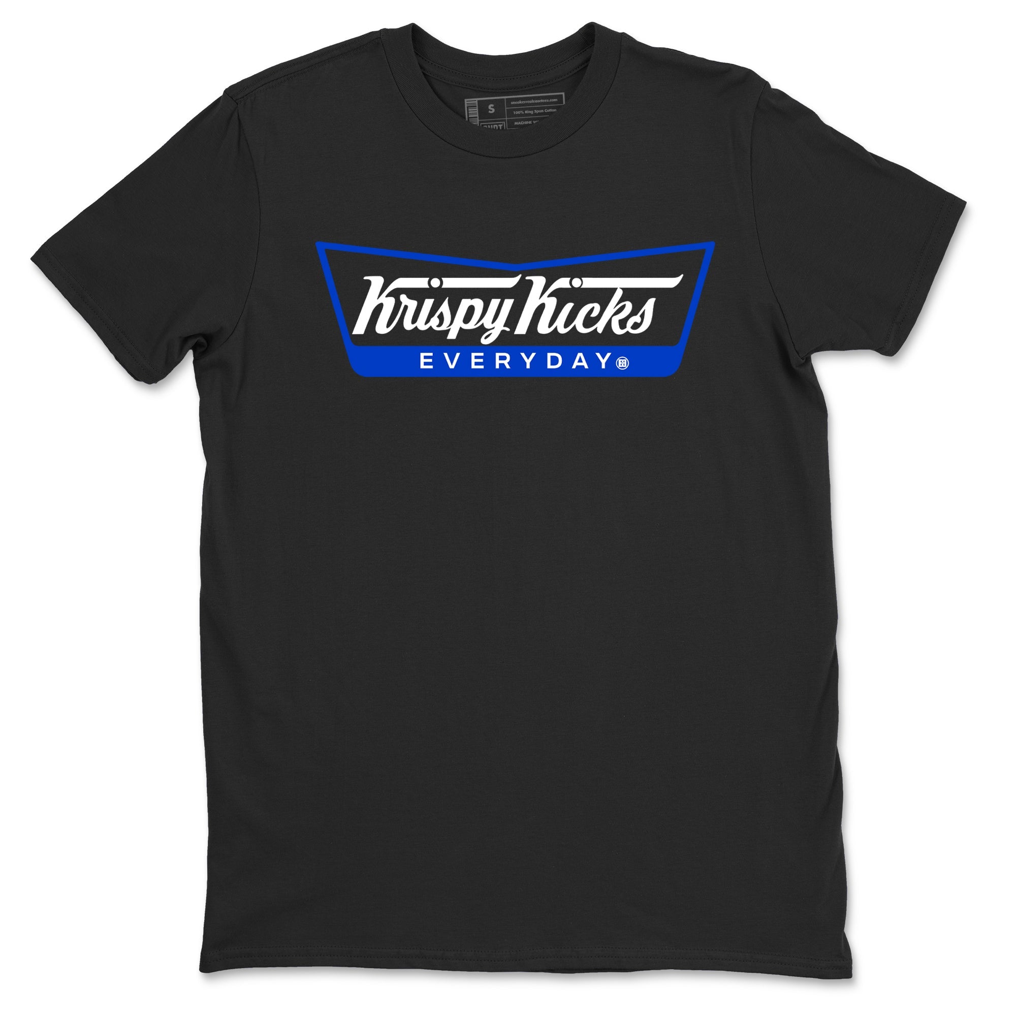 12s Blueberry shirts to match jordans Krispy Kicks best t shirts to wear with jordans AJ12 White and Game Royal match shoes to clothes SNRT Sneaker Tees unisex cotton Black 2 shirts