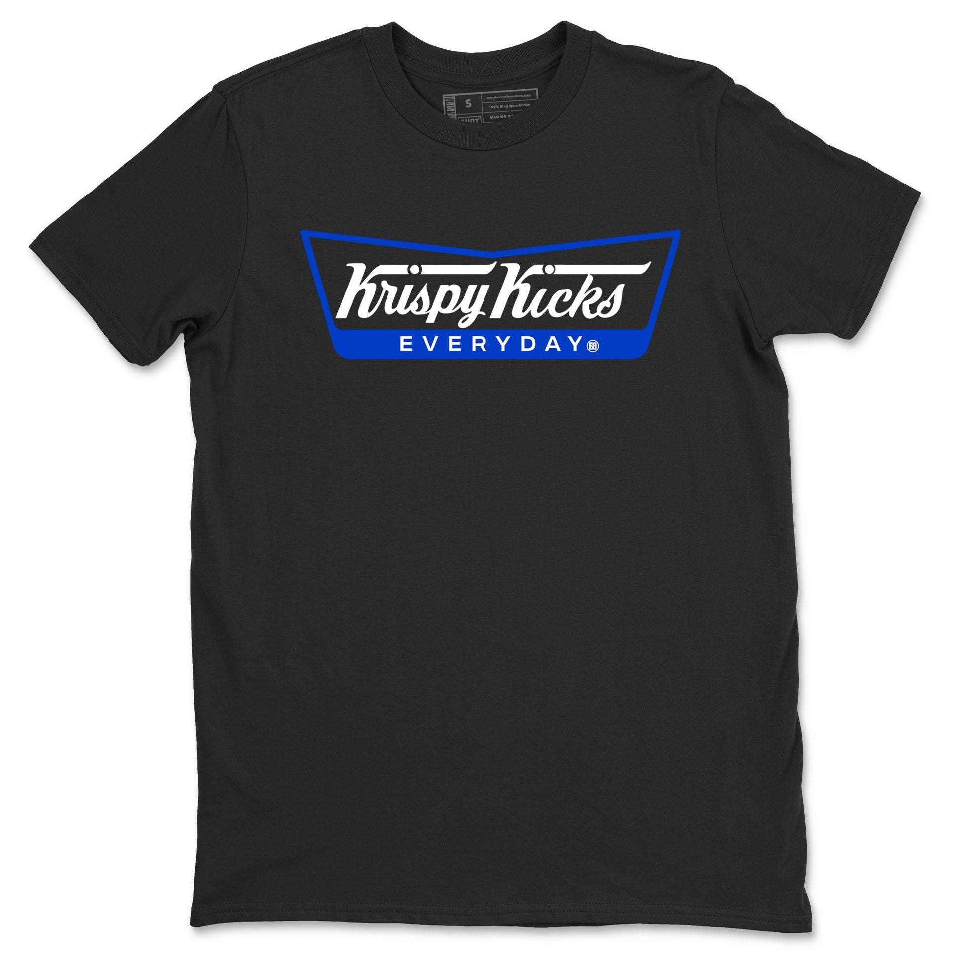 12s Blueberry shirts to match jordans Krispy Kicks best t shirts to wear with jordans AJ12 White and Game Royal match shoes to clothes SNRT Sneaker Tees unisex cotton Black 2 shirts