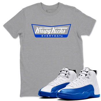 12s Blueberry shirts to match jordans Krispy Kicks best t shirts to wear with jordans AJ12 White and Game Royal match shoes to clothes SNRT Sneaker Tees unisex cotton Heather Grey 1 shirts