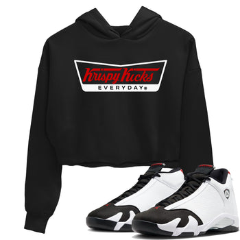Air Jordan 14 Black Toe t shirts to match sneakers Krispy Kicks sneaker match tees 14s Black Toe sneaker match tee SNRT Sneaker Tees unisex cotton Black 1 crop tee