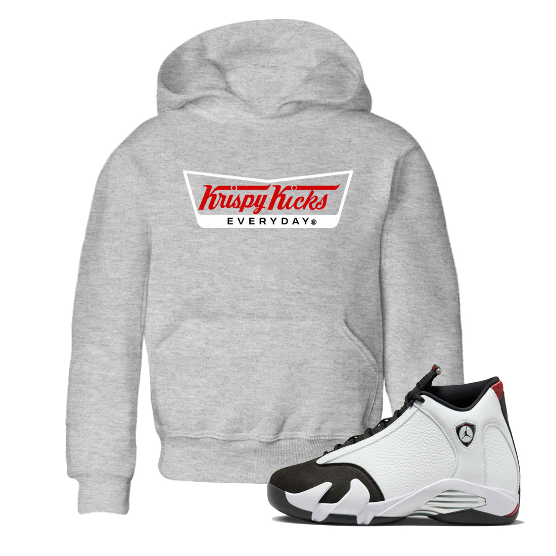 Air Jordan 14 Black Toe t shirts to match sneakers Krispy Kicks sneaker match tees 14s Black Toe sneaker match tee SNRT Sneaker Tees Youth Baby Heather Grey 1 tee