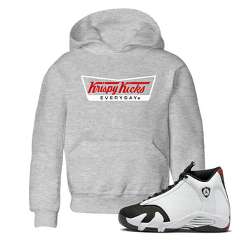 Air Jordan 14 Black Toe t shirts to match sneakers Krispy Kicks sneaker match tees 14s Black Toe sneaker match tee SNRT Sneaker Tees Youth Baby Heather Grey 1 tee
