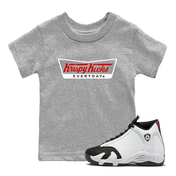 Air Jordan 14 Black Toe t shirts to match sneakers Krispy Kicks sneaker match tees 14s Black Toe sneaker match tee SNRT Sneaker Tees Youth Baby Heather Grey 1 tee