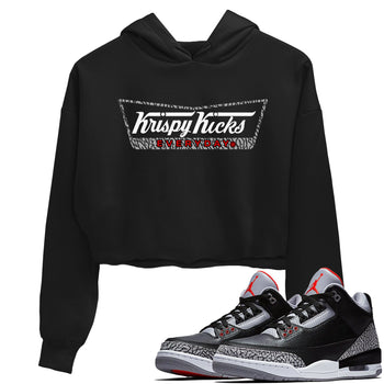 3s Black Cement shirts to match jordans Krispy Kicks sneaker match tees Air Jordan 3 Black Cement match shoes to clothes SNRT Sneaker Tees unisex cotton Black 1 crop tee