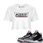 3s Black Cement shirts to match jordans Krispy Kicks sneaker match tees Air Jordan 3 Black Cement match shoes to clothes SNRT Sneaker Tees unisex cotton White 1 crop tee