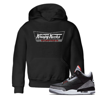 3s Black Cement shirts to match jordans Krispy Kicks sneaker match tees Air Jordan 3 Black Cement match shoes to clothes SNRT Sneaker Tees Youth Baby Black 1 tee