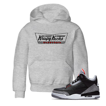 3s Black Cement shirts to match jordans Krispy Kicks sneaker match tees Air Jordan 3 Black Cement match shoes to clothes SNRT Sneaker Tees Youth Baby Heather Grey 1 tee
