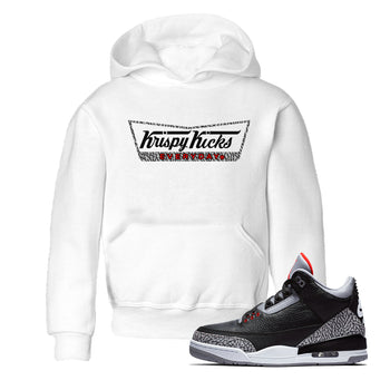 3s Black Cement shirts to match jordans Krispy Kicks sneaker match tees Air Jordan 3 Black Cement match shoes to clothes SNRT Sneaker Tees Youth Baby White 1 tee